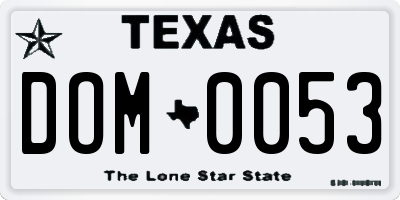 TX license plate DOM0053