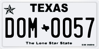 TX license plate DOM0057