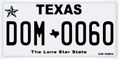 TX license plate DOM0060
