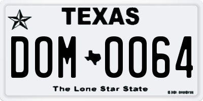 TX license plate DOM0064