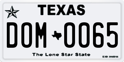 TX license plate DOM0065