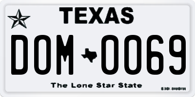 TX license plate DOM0069
