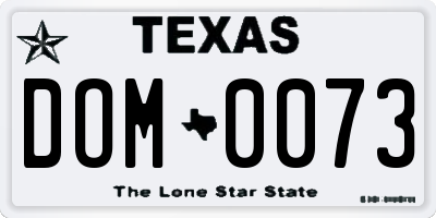 TX license plate DOM0073