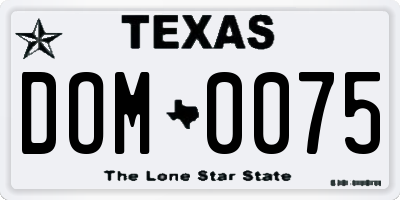 TX license plate DOM0075