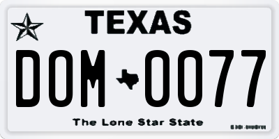 TX license plate DOM0077