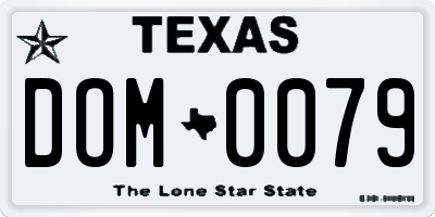 TX license plate DOM0079
