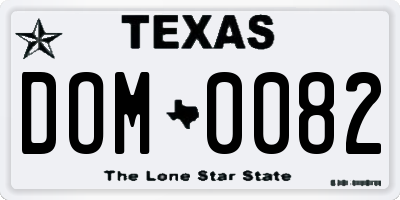 TX license plate DOM0082