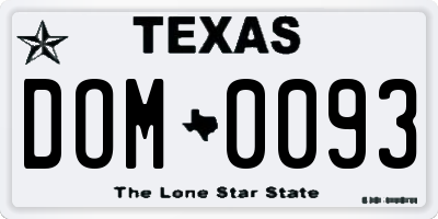 TX license plate DOM0093