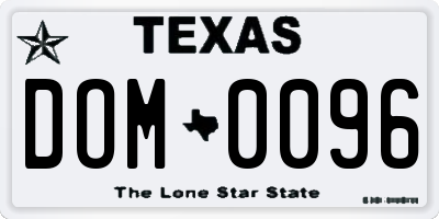 TX license plate DOM0096