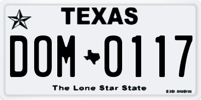 TX license plate DOM0117
