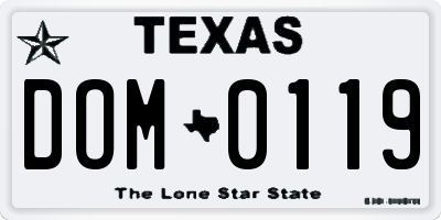 TX license plate DOM0119