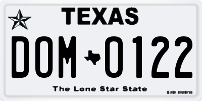 TX license plate DOM0122