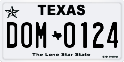 TX license plate DOM0124