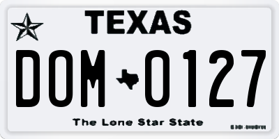 TX license plate DOM0127