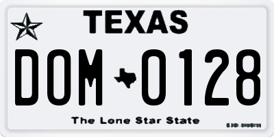 TX license plate DOM0128