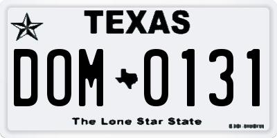 TX license plate DOM0131