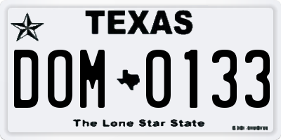 TX license plate DOM0133