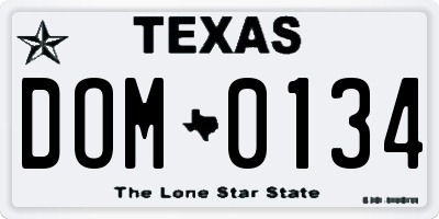 TX license plate DOM0134