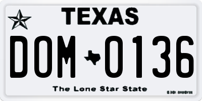 TX license plate DOM0136
