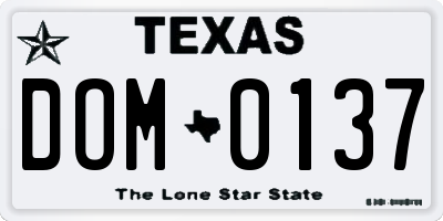 TX license plate DOM0137
