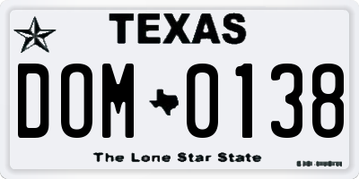TX license plate DOM0138