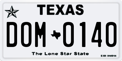 TX license plate DOM0140