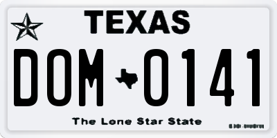 TX license plate DOM0141