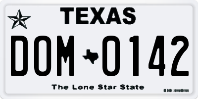TX license plate DOM0142