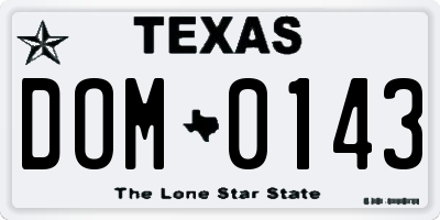 TX license plate DOM0143
