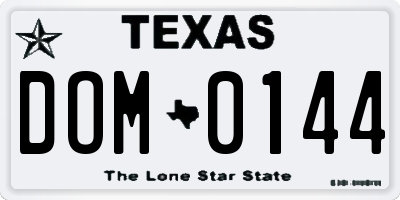 TX license plate DOM0144