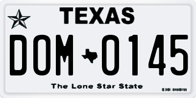 TX license plate DOM0145