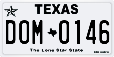 TX license plate DOM0146