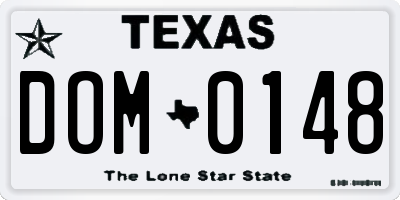 TX license plate DOM0148