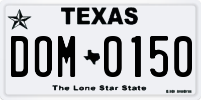 TX license plate DOM0150