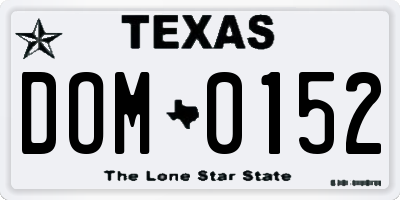 TX license plate DOM0152
