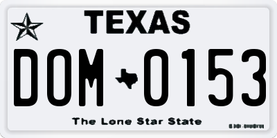 TX license plate DOM0153