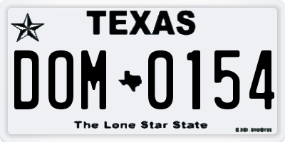 TX license plate DOM0154