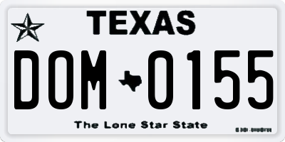 TX license plate DOM0155