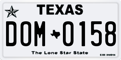 TX license plate DOM0158