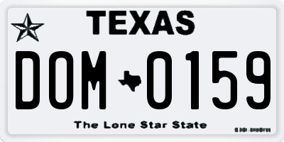 TX license plate DOM0159