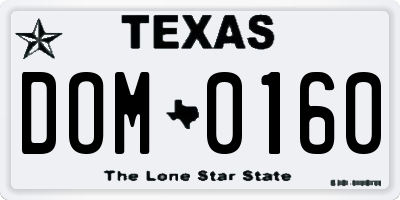 TX license plate DOM0160