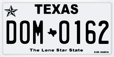 TX license plate DOM0162