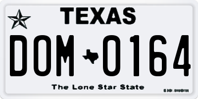 TX license plate DOM0164