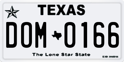 TX license plate DOM0166