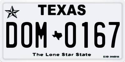 TX license plate DOM0167