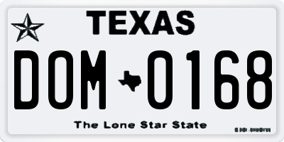TX license plate DOM0168