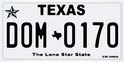 TX license plate DOM0170