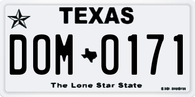 TX license plate DOM0171