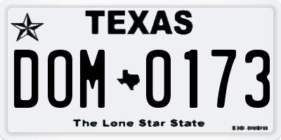 TX license plate DOM0173