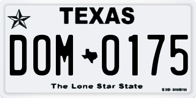 TX license plate DOM0175